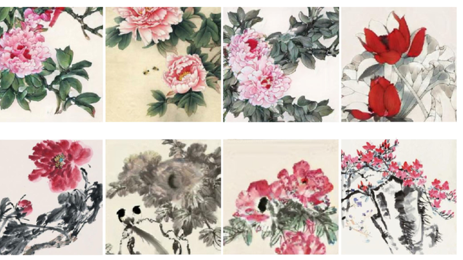Multi‐style Chinese art painting generation of flowers.